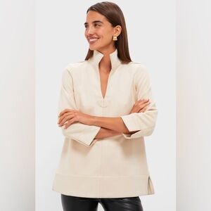 TUCKERNUCK Bone Tan Suede Margot Stand Collar Blouse Tunic Top Large 
$168